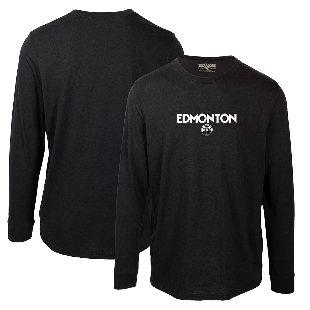 Men's Levelwear Black Edmonton Oilers Oscar City Capsule Long Sleeve T-Shirt