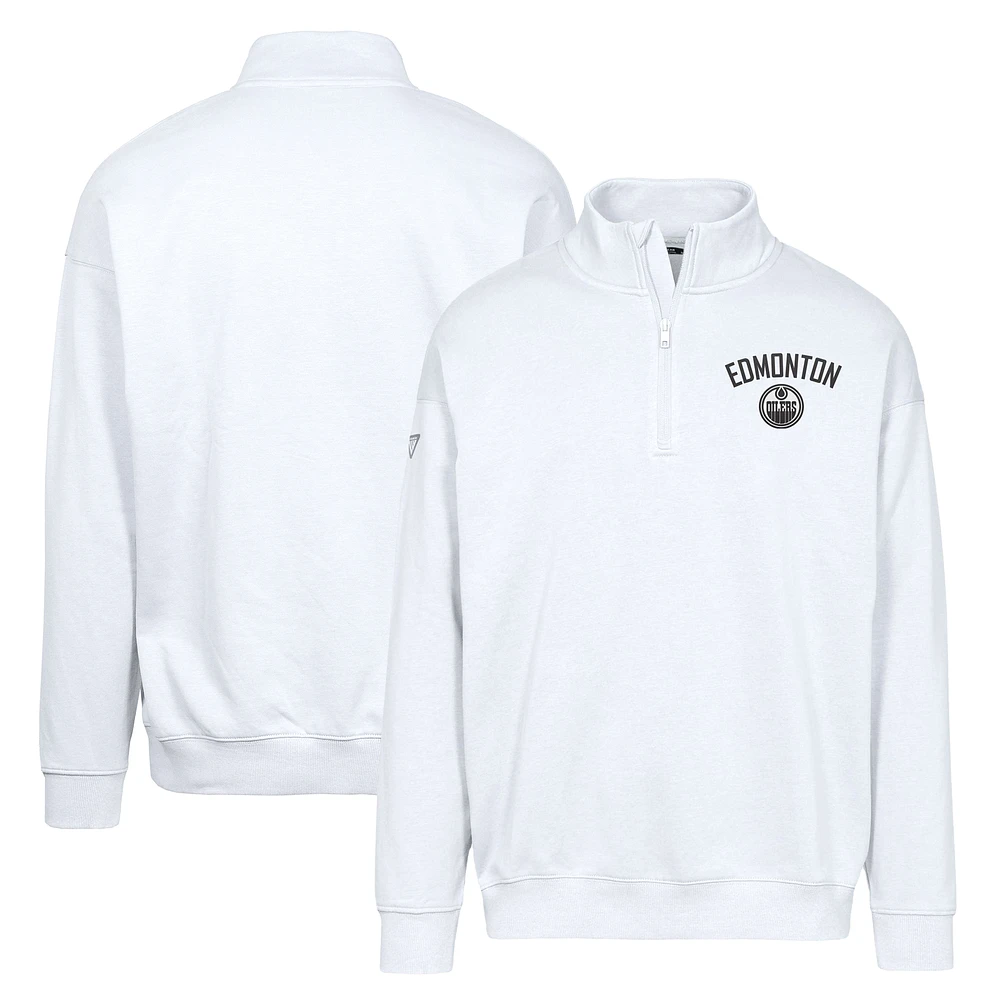 Men's Levelwear White Edmonton Oilers Murray City Capsule Quarter-Zip Sweatshirt