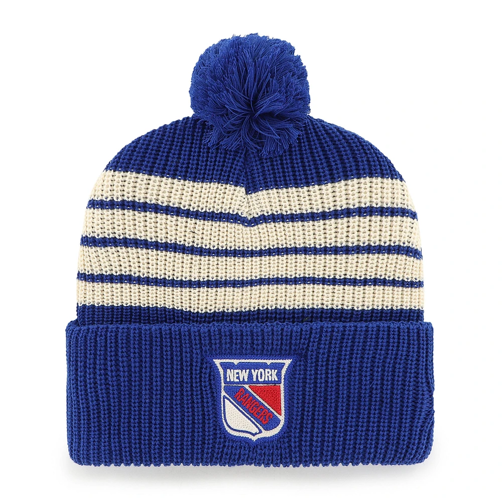 Men's '47 Blue New York Rangers Old Time Hockey Barn Cuffed Knit Hat with Pom