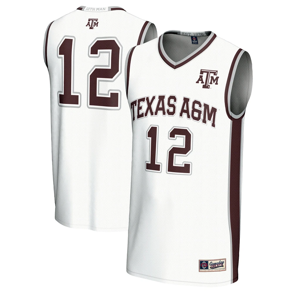 Unisex GameDay Greats #12 White Texas A&M Aggies Basketball Lightweight Fashion Jersey