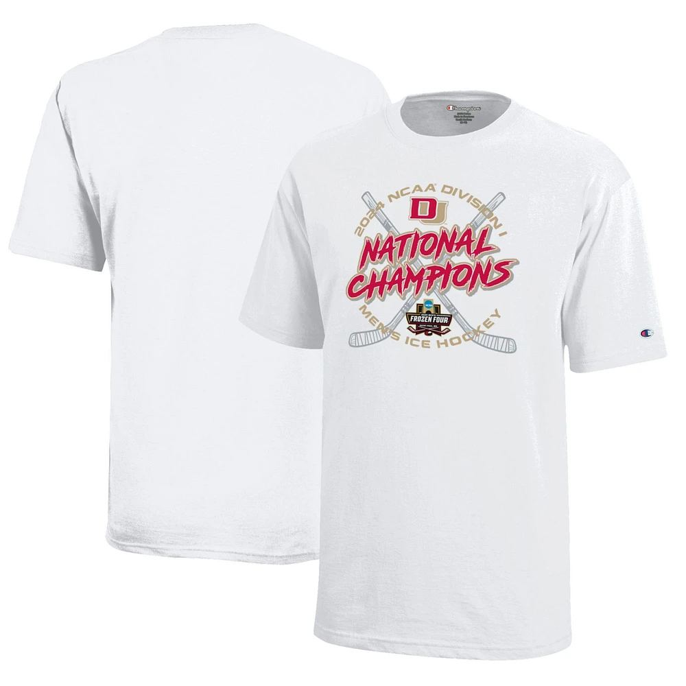 Youth Champion White Denver Pioneers 2024 NCAA Men's Ice Hockey National Champions Locker Room T-Shirt