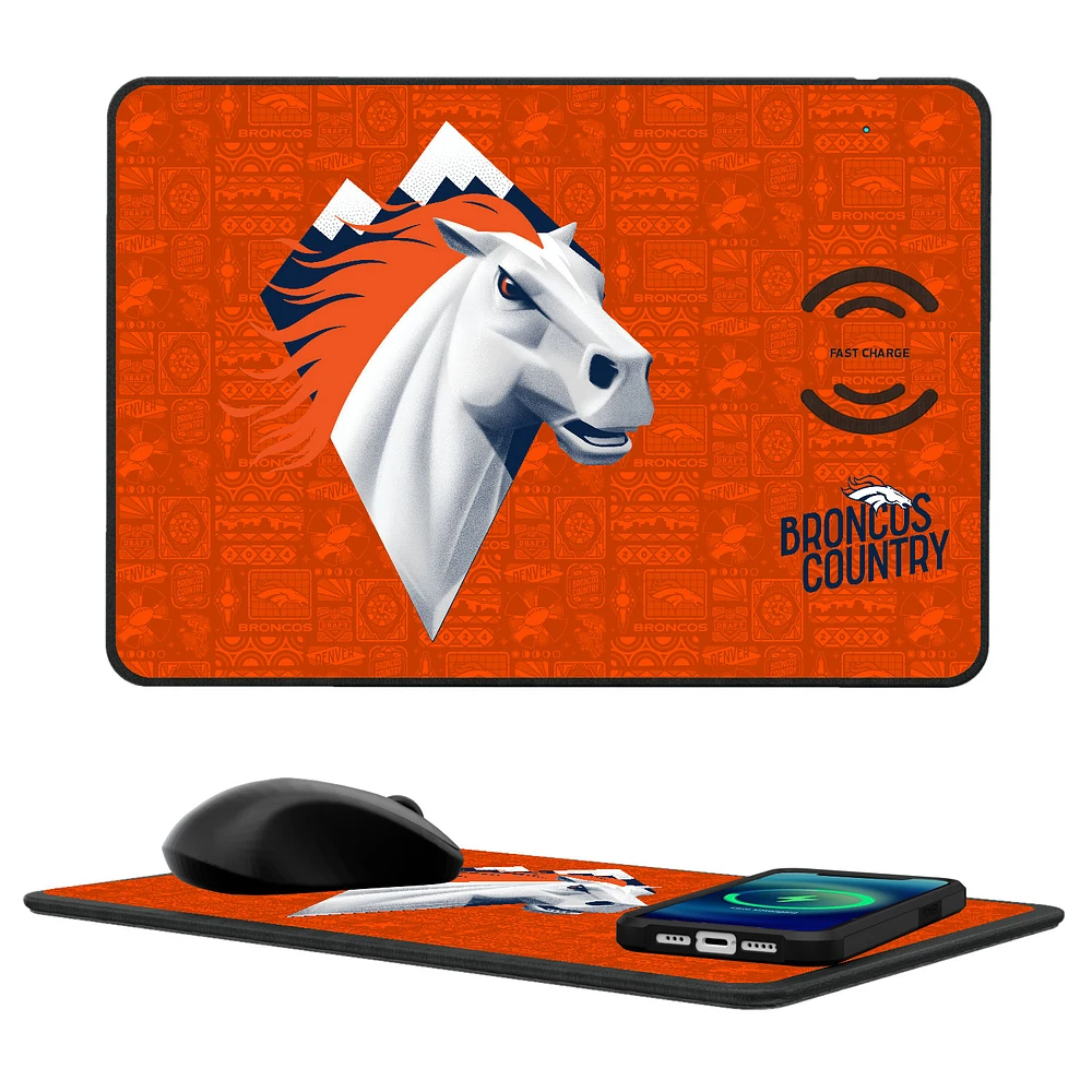Denver Broncos 2024 Illustrated Limited Edition Wireless Charger and Mouse Pad