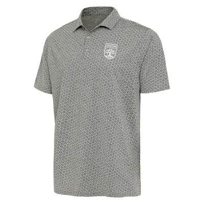 Men's Antigua Heather Gray Austin FC White Logo Flicker Polo