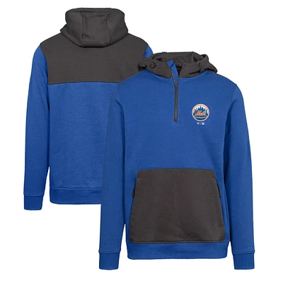 Men's Levelwear Royal New York Mets Chicane Core Logo Quarter-Zip Pullover Hoodie