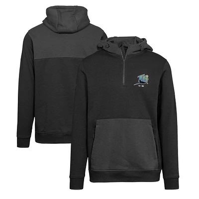 Men's Levelwear Black Tampa Bay Rays Chicane Core Logo Quarter-Zip Pullover Hoodie