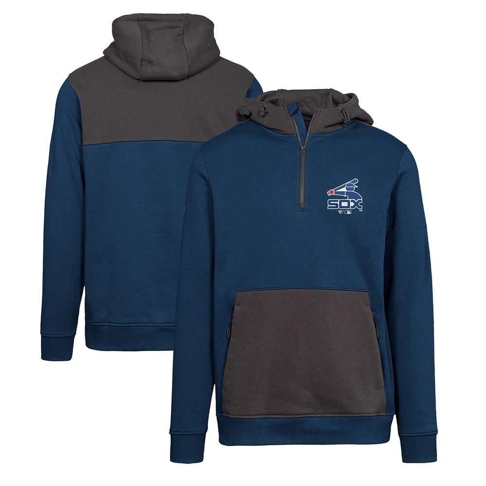 Men's Levelwear Navy Chicago White Sox Chicane Core Logo Quarter-Zip Pullover Hoodie