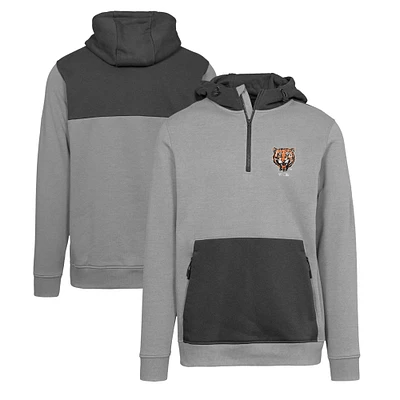 Men's Levelwear Gray Detroit Tigers Chicane Core Logo Quarter-Zip Pullover Hoodie