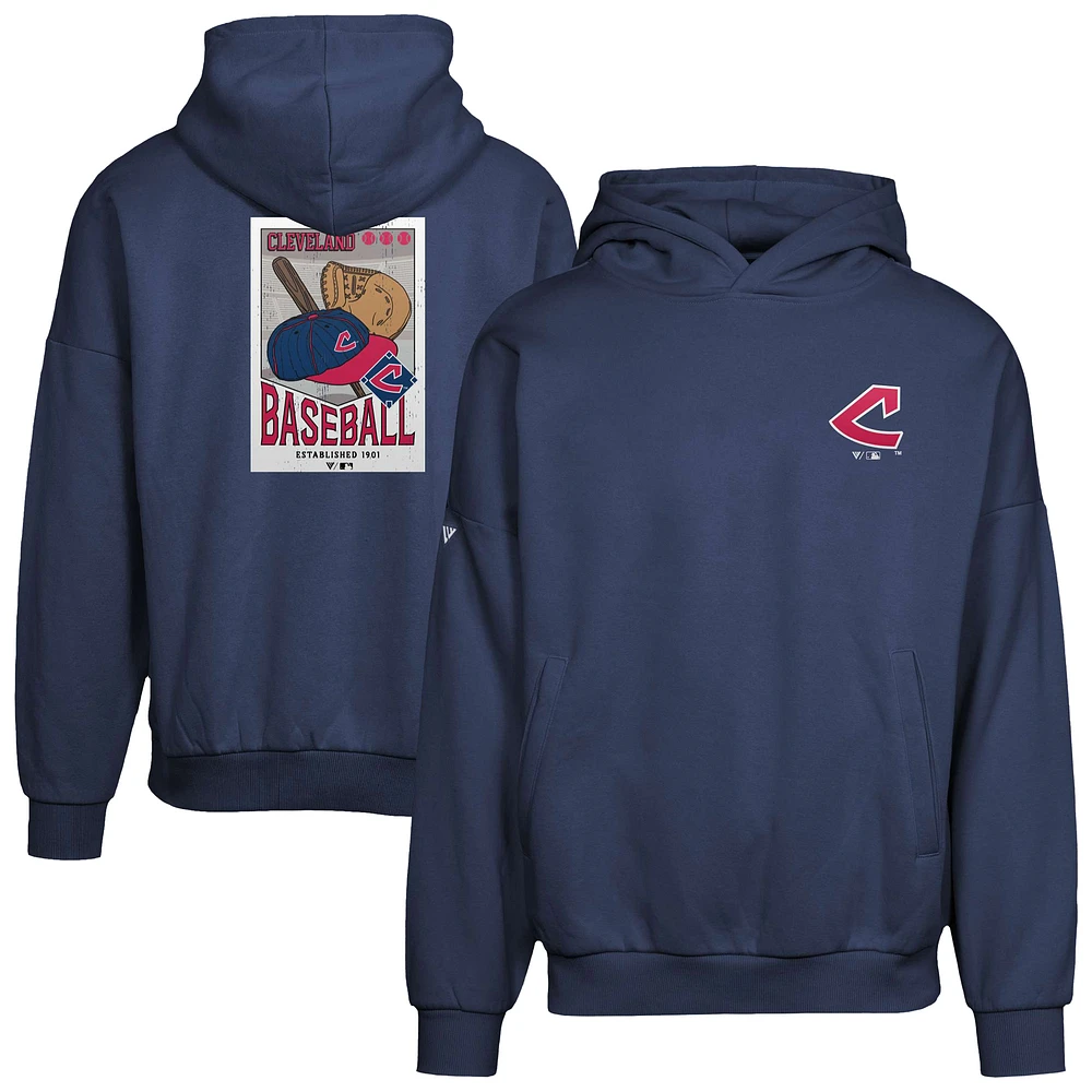 Men's Levelwear Navy Cleveland Indians Core Logo Pullover Hoodie