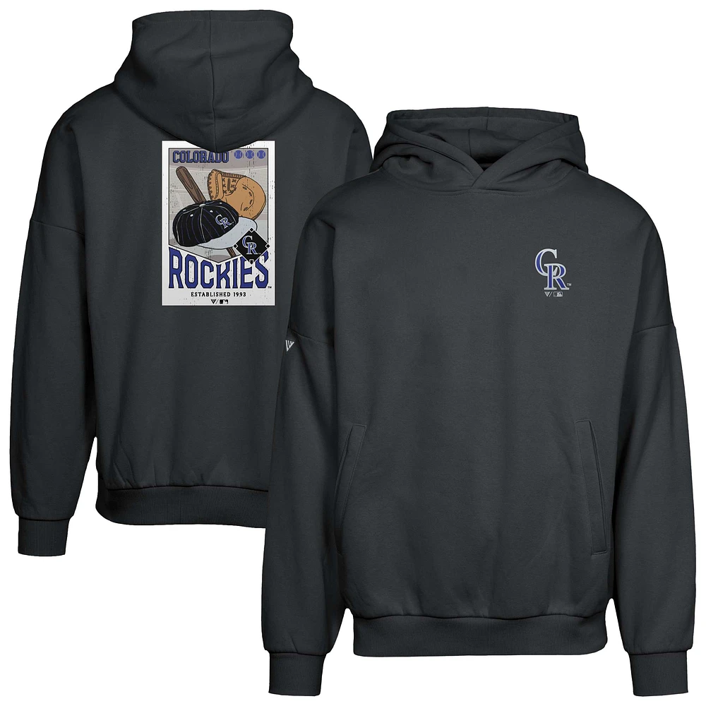 Men's Levelwear Black Colorado Rockies Contact Pro Card Pullover Hoodie
