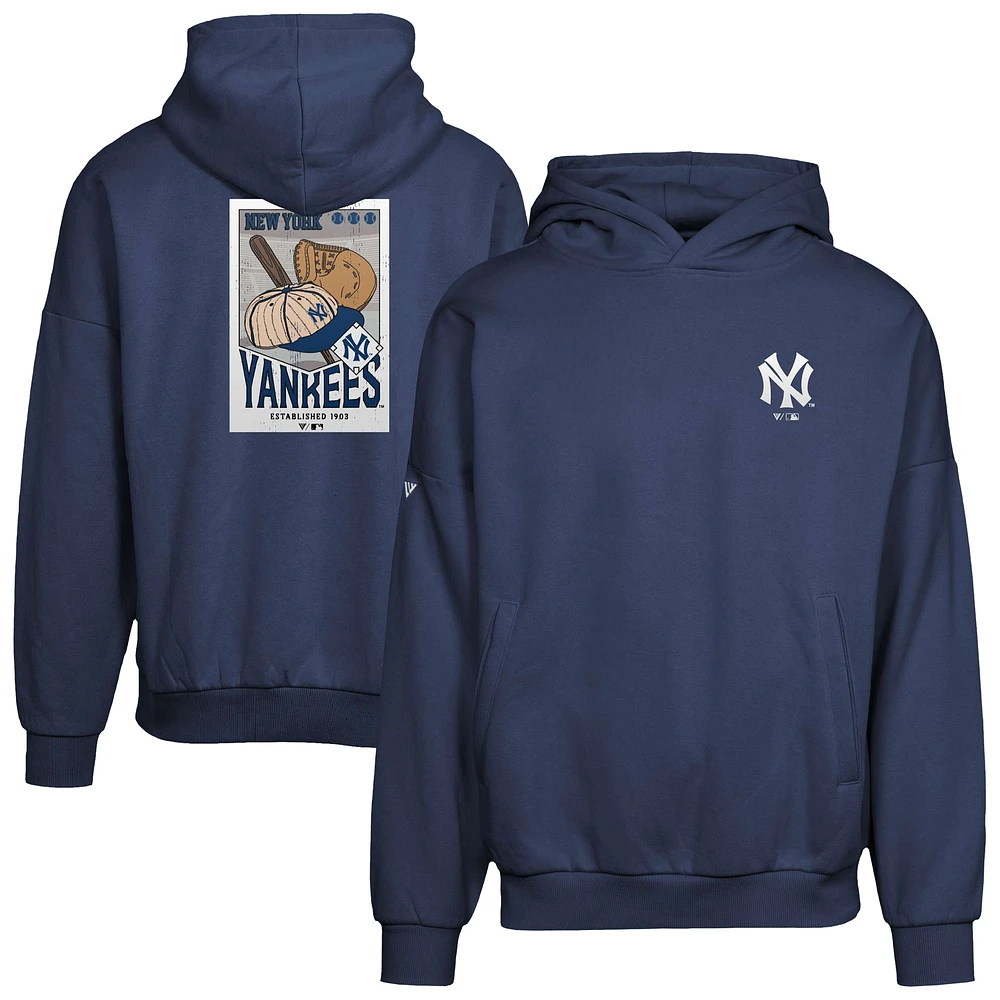 Men's Levelwear Navy New York Yankees Contact Pro Card Pullover Hoodie