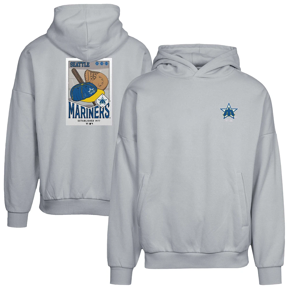 Men's Levelwear Gray Seattle Mariners Contact Pro Card Pullover Hoodie