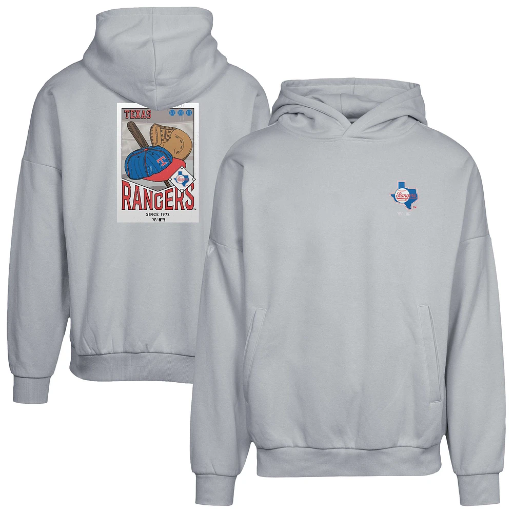 Men's Levelwear Gray Texas Rangers Contact Pro Card Pullover Hoodie