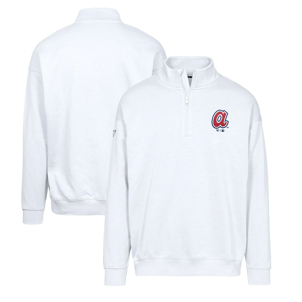 Men's Levelwear White Atlanta Braves Murray Core Logo Quarter-Zip Pullover Top