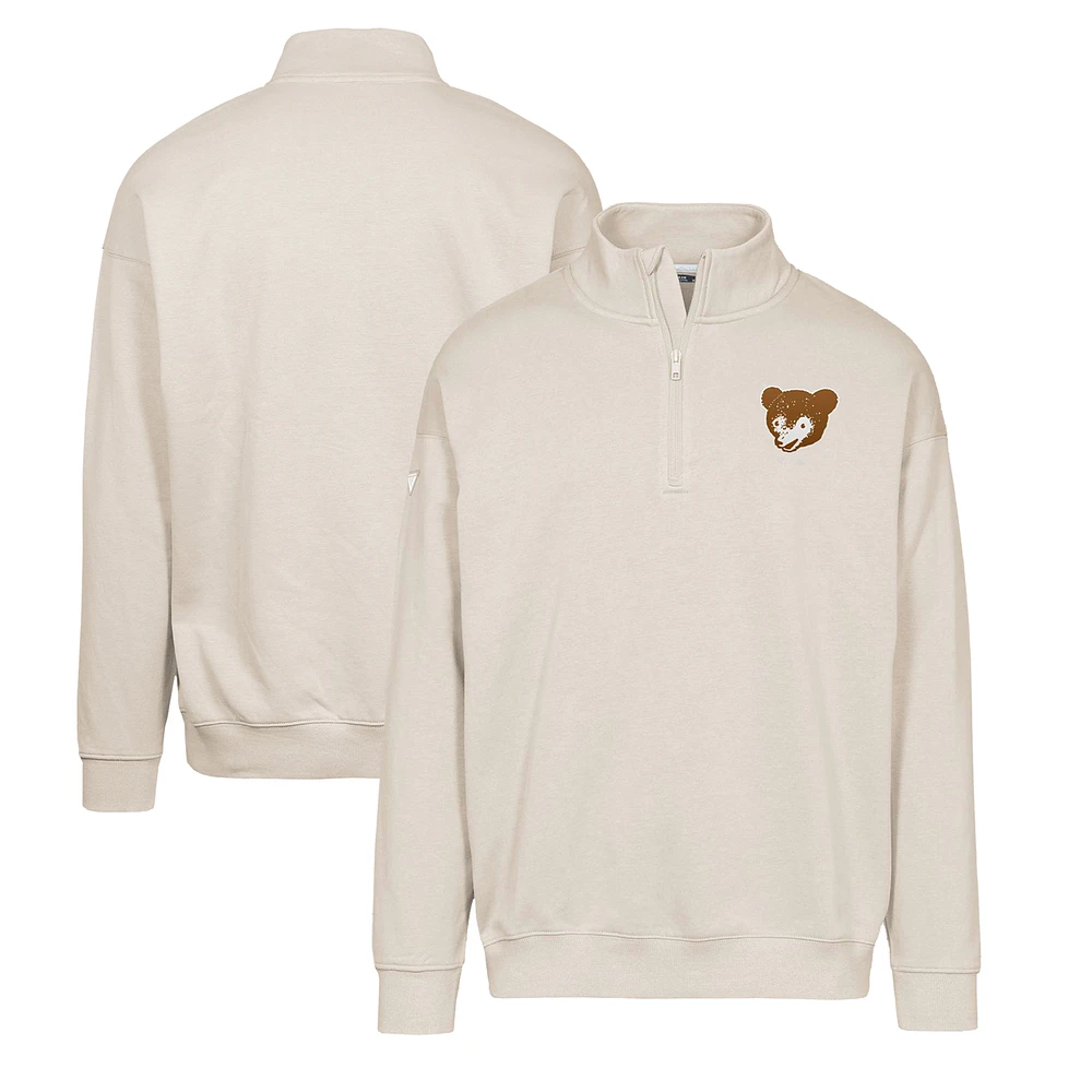 Men's Levelwear Khaki Chicago Cubs Murray Core Logo Quarter-Zip Pullover Top