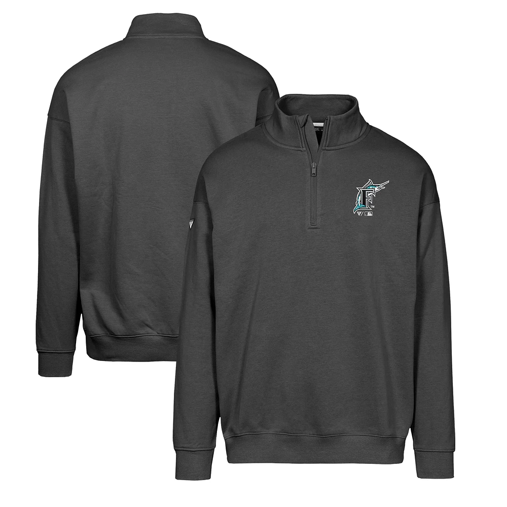 Men's Levelwear Black Florida Marlins Murray Core Logo Quarter-Zip Pullover Top