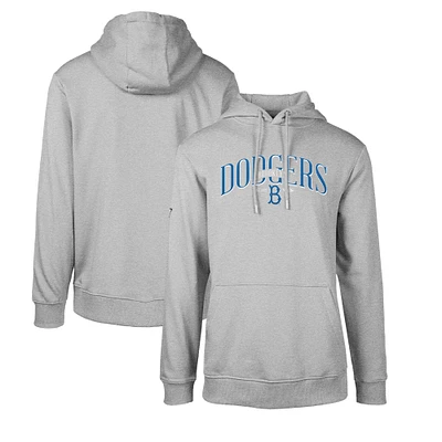 Men's Levelwear Gray Brooklyn Dodgers Cooperstown Collection Podium Retro Spellout Pullover Hoodie