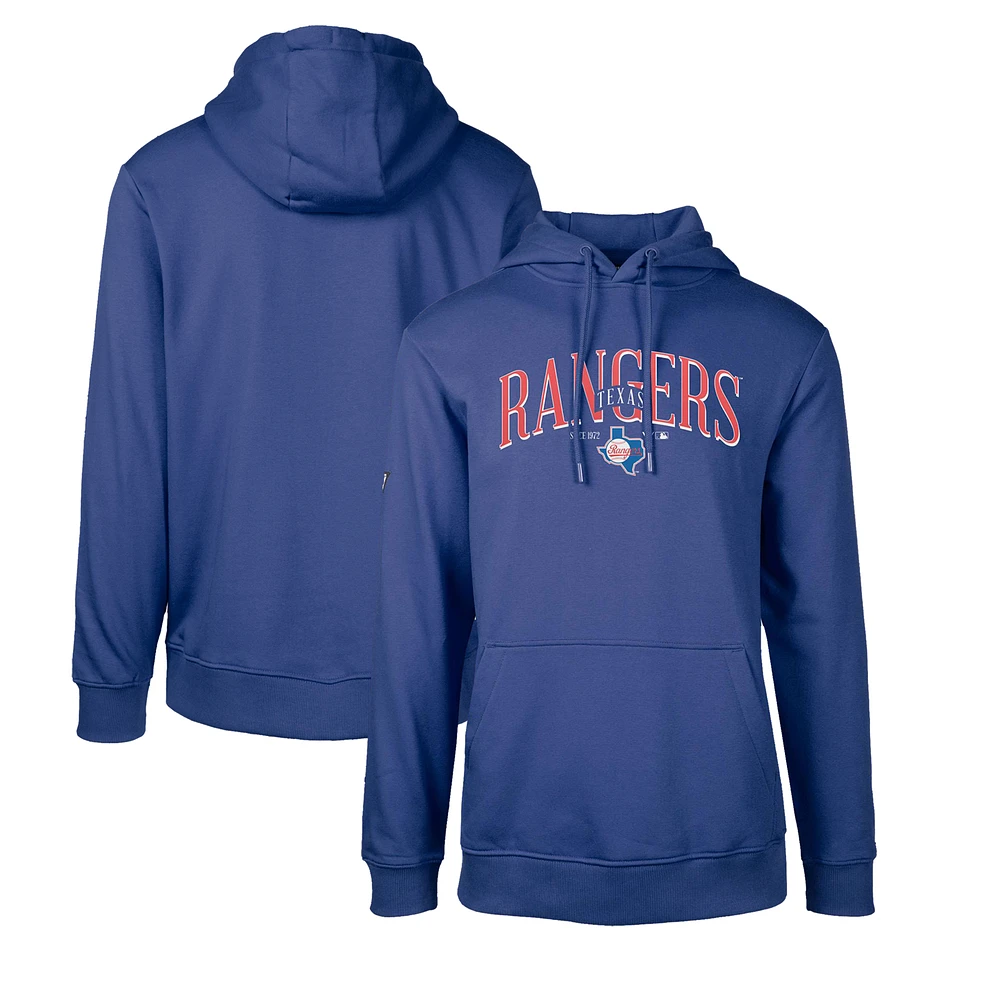 Men's Levelwear Royal Texas Rangers Cooperstown Collection Podium Retro Spellout Pullover Hoodie