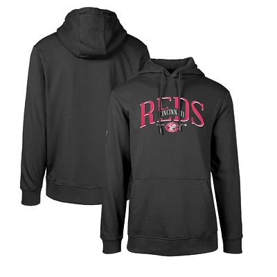 Men's Levelwear Black Cincinnati Reds Cooperstown Collection Podium Retro Spellout Pullover Hoodie