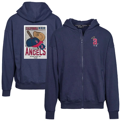 Men's Levelwear Navy Los Angeles Angels Uphill Cooperstown Collection Core Logo Full-Zip Hoodie
