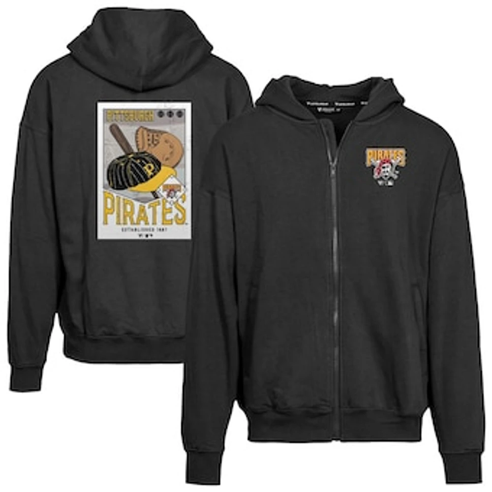 Men's Levelwear Black Pittsburgh Pirates Uphill Cooperstown Collection Core Logo Full-Zip Hoodie