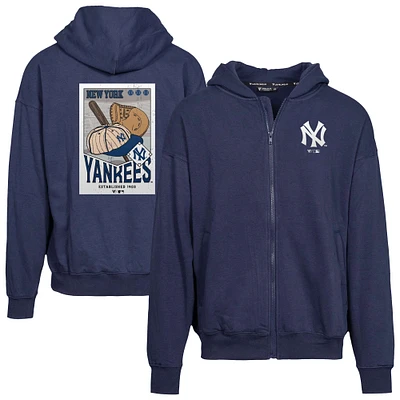 Men's Levelwear Navy New York Yankees Uphill Cooperstown Collection Core Logo Full-Zip Hoodie