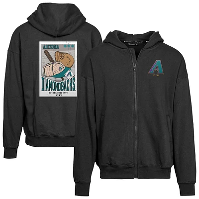 Men's Levelwear Black Arizona Diamondbacks Uphill Cooperstown Collection Core Logo Full-Zip Hoodie