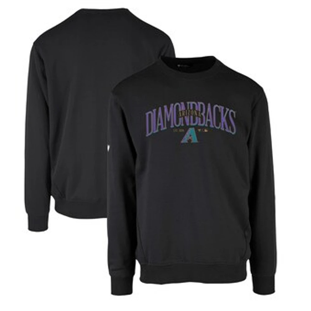 Men's Levelwear Black Arizona Diamondbacks Zane Cooperstown Collection Retro Spellout Pullover Sweatshirt