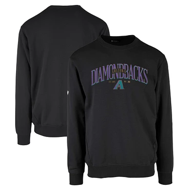 Men's Levelwear Black Arizona Diamondbacks Zane Cooperstown Collection Retro Spellout Pullover Sweatshirt