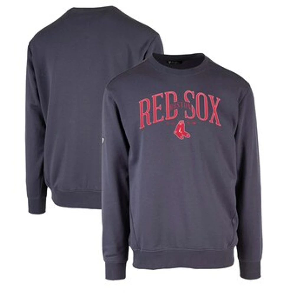 Men's Levelwear Navy Boston Red Sox Zane Cooperstown Collection Retro Spellout Pullover Sweatshirt