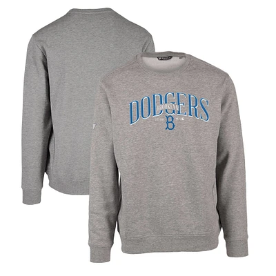 Men's Levelwear Gray Brooklyn Dodgers Zane Cooperstown Collection Retro Spellout Pullover Sweatshirt