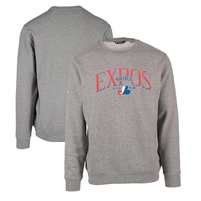 Men's Levelwear Gray Montreal Expos Zane Cooperstown Collection Retro Spellout Pullover Sweatshirt