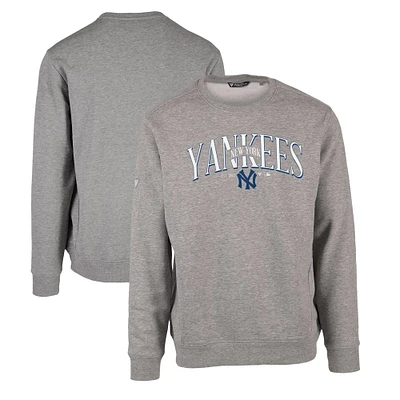 Men's Levelwear Gray New York Yankees Zane Cooperstown Collection Retro Spellout Pullover Sweatshirt