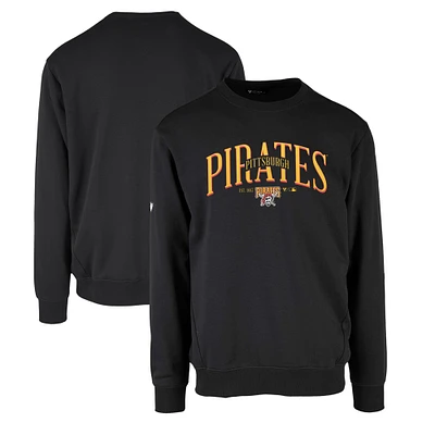 Men's Levelwear Black Pittsburgh Pirates Zane Cooperstown Collection Retro Spellout Pullover Sweatshirt