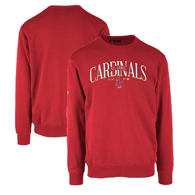 Men's Levelwear Red St. Louis Cardinals Zane Cooperstown Collection Retro Spellout Pullover Sweatshirt
