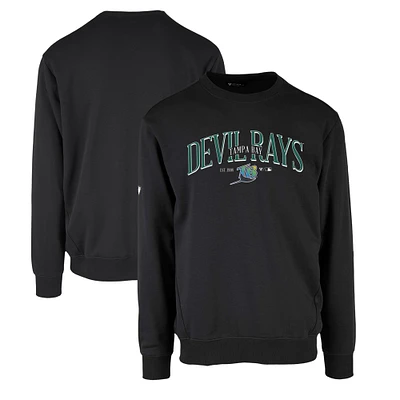 Men's Levelwear Black Tampa Bay Rays Zane Cooperstown Collection Retro Spellout Pullover Sweatshirt
