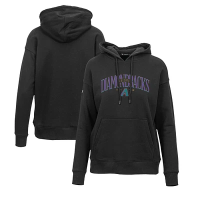 Women's Levelwear Black Arizona Diamondbacks Adorn Cooperstown Collection Retro Spellout Pullover Hoodie