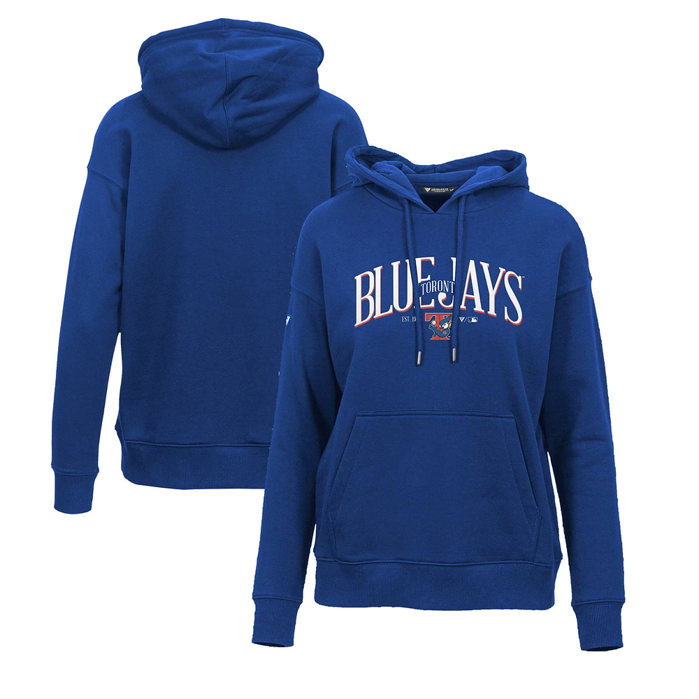Women's Levelwear Royal Toronto Blue Jays Adorn Cooperstown Collection Retro Spellout Pullover Hoodie