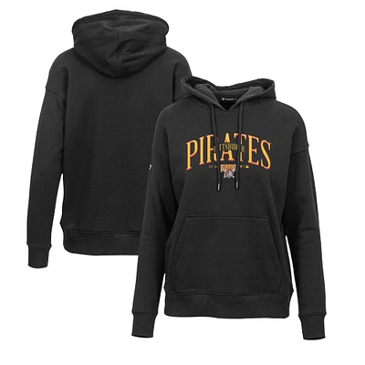 Women's Levelwear Black Pittsburgh Pirates Adorn Cooperstown Collection Retro Spellout Pullover Hoodie