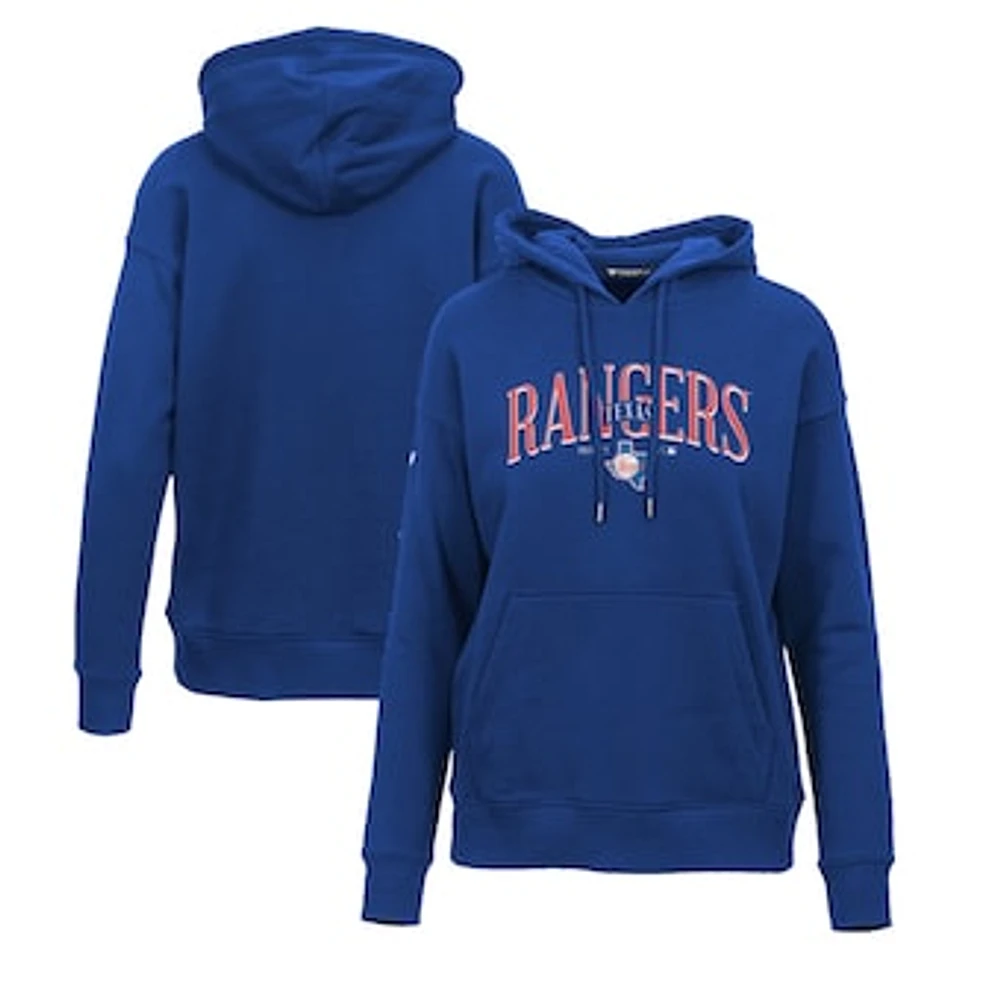 Women's Levelwear Royal Texas Rangers Adorn Cooperstown Collection Retro Spellout Pullover Hoodie