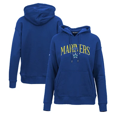 Women's Levelwear Royal Seattle Mariners Adorn Cooperstown Collection Retro Spellout Pullover Hoodie