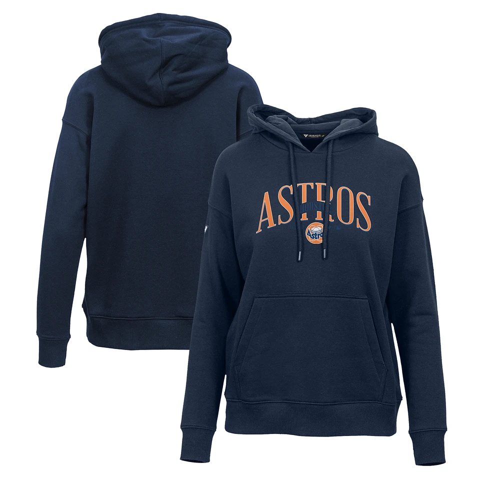 Women's Levelwear Navy Houston Astros Adorn Cooperstown Collection Retro Spellout Pullover Hoodie