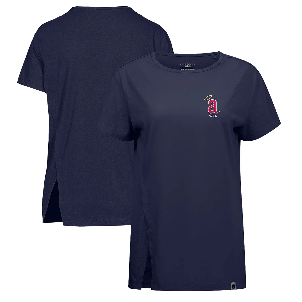 Women's Levelwear Navy Los Angeles Angels Influx Cooperstown Core Logo T-Shirt