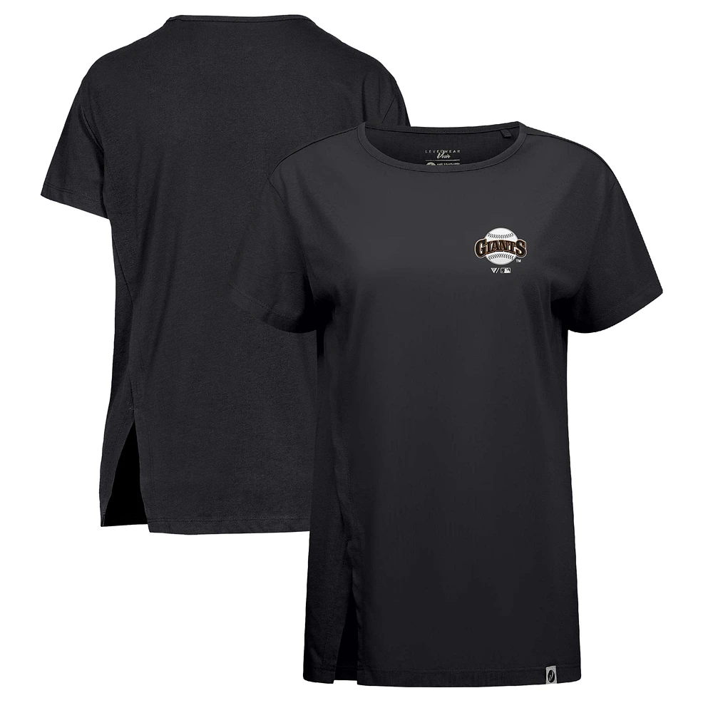 Women's Levelwear Black San Francisco Giants Influx Cooperstown Core Logo T-Shirt