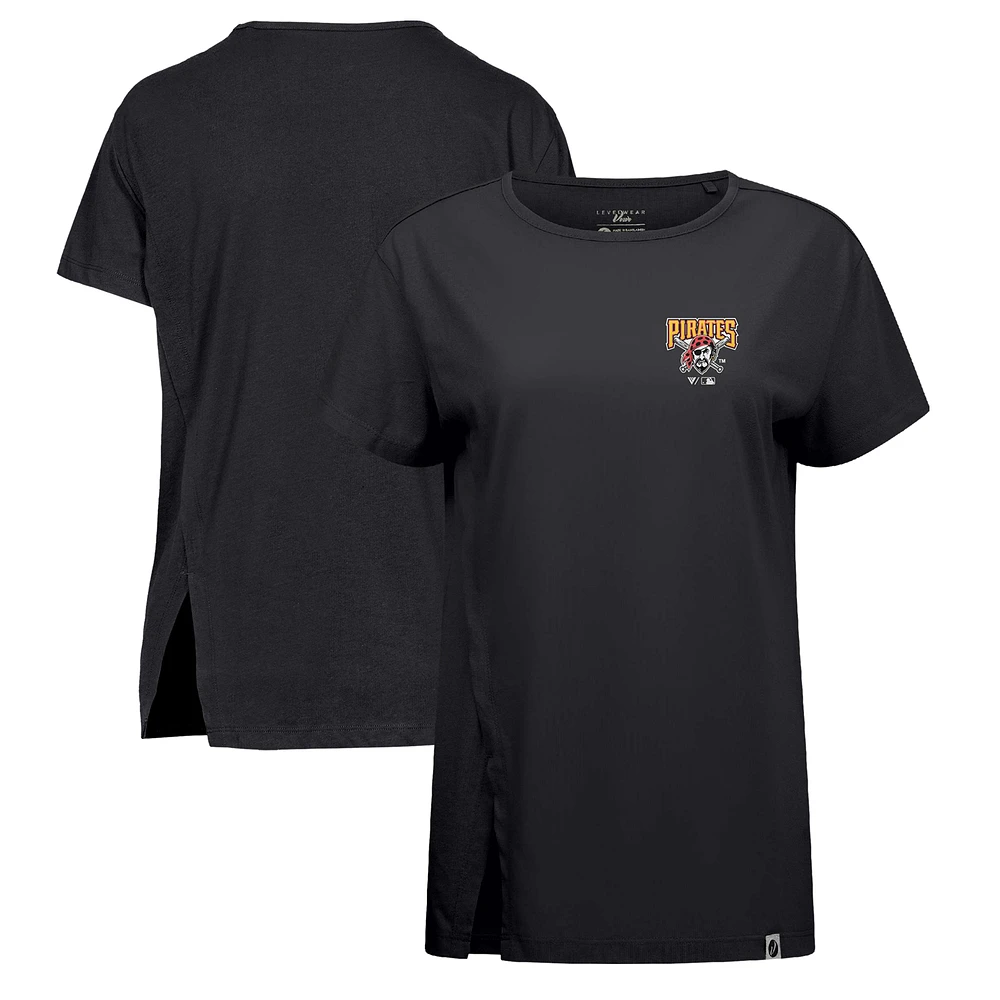 Women's Levelwear Black Pittsburgh Pirates Influx Cooperstown Core Logo T-Shirt