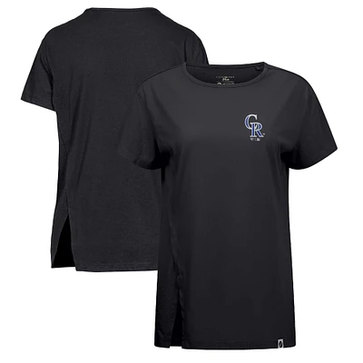 Women's Levelwear Black Colorado Rockies Influx Cooperstown Core Logo T-Shirt