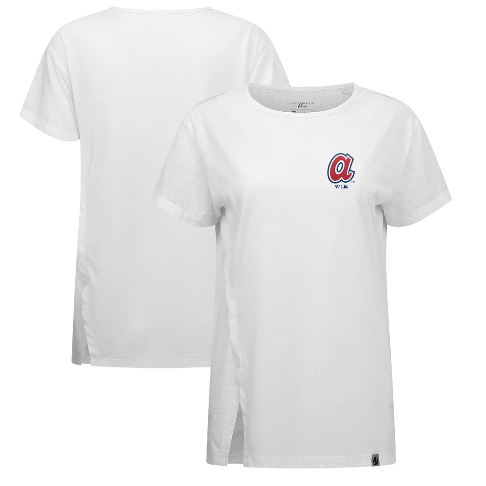 Women's Levelwear White Atlanta Braves Influx Cooperstown Core Logo T-Shirt