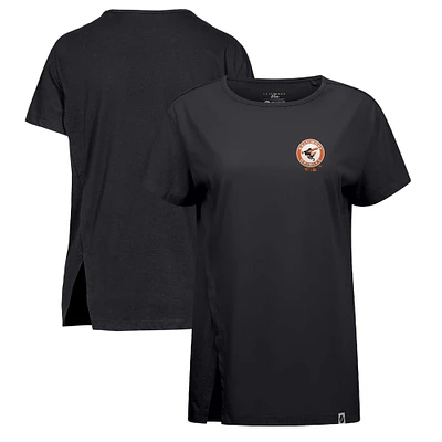 Women's Levelwear Black Baltimore Orioles Influx Cooperstown Core Logo T-Shirt