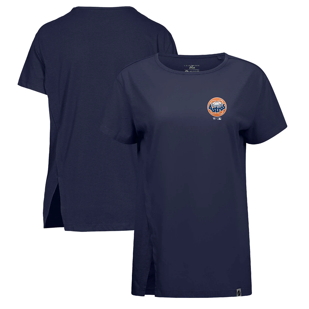 Women's Levelwear Navy Houston Astros Influx Cooperstown Core Logo T-Shirt
