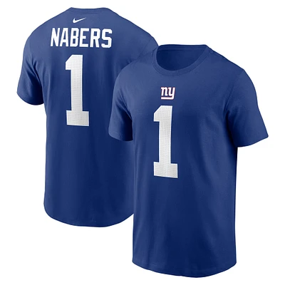 Men's Nike Malik Nabers Royal New York Giants Name & Number T-Shirt