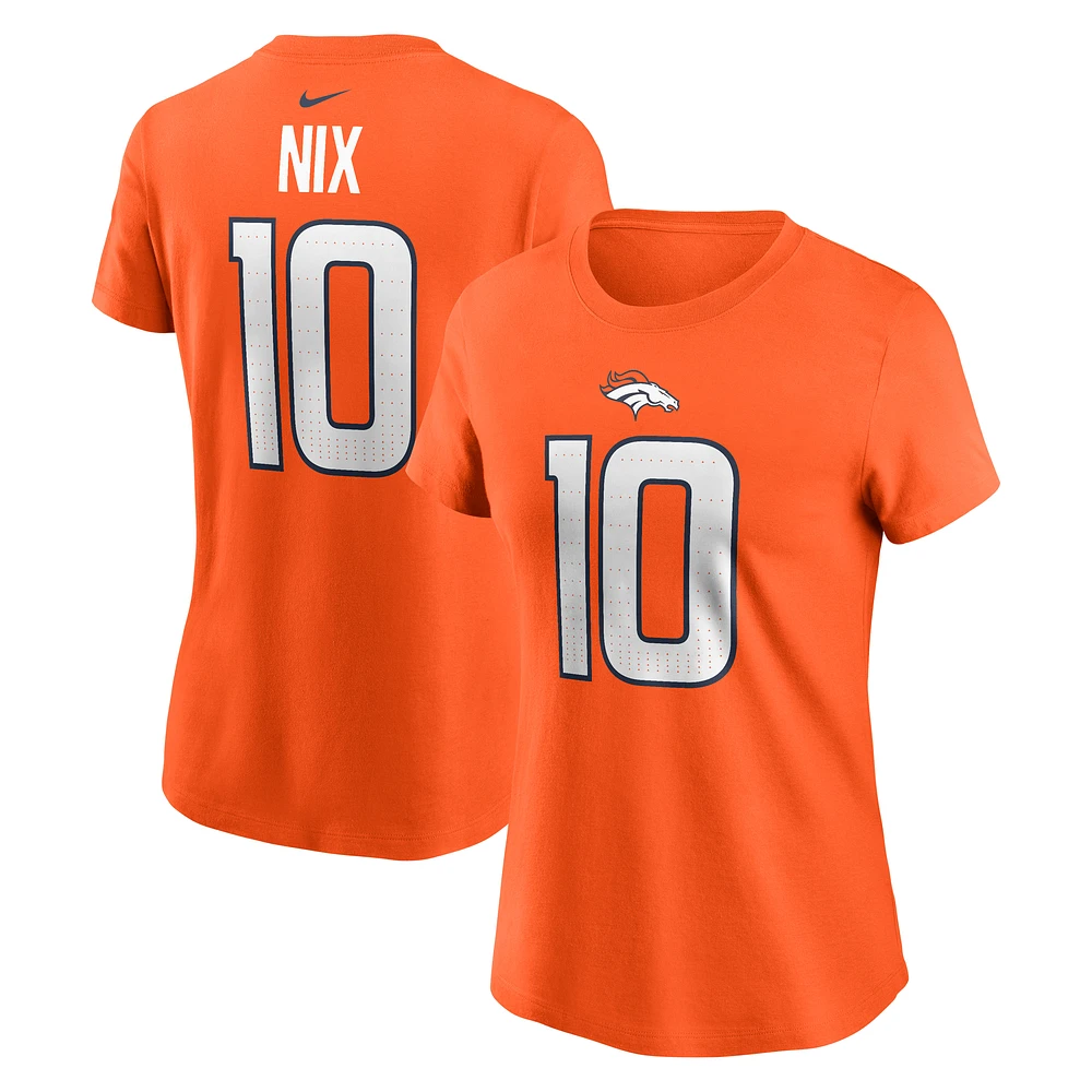 Women's Nike Bo Nix Orange Denver Broncos Name & Number T-Shirt
